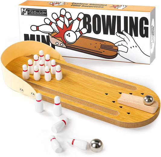 Woods™ - Mini Bowling Game - Wooden Bowling Alley