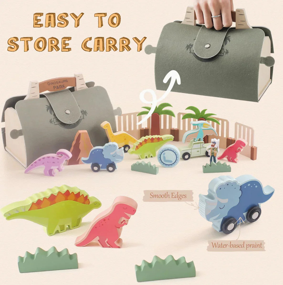 Woods™ - Prehistoric Fun - Wooden Dinosaur Park Set