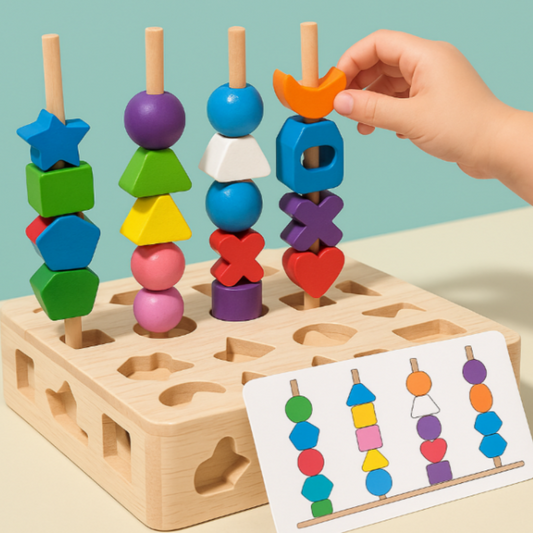 Woods™ - Stimulate Creativity & Improve Skills - Colorful Montessori Puzzle Set