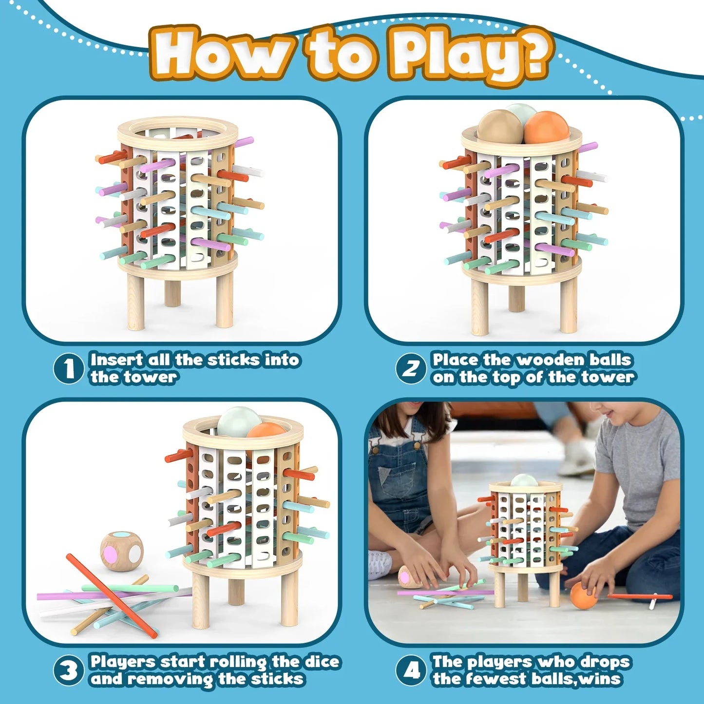 Balance Tower™ – Stack & Tel – Wooden Thinking Game