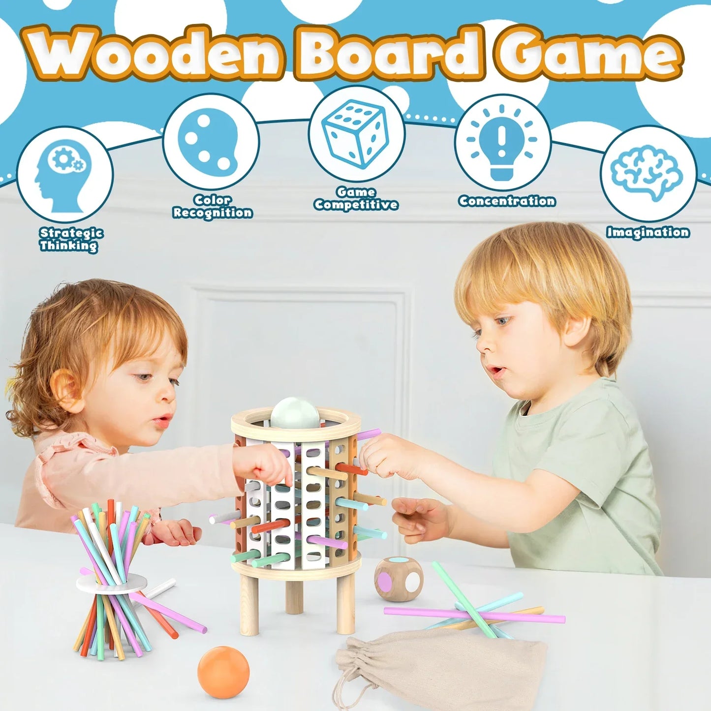 Balance Tower™ – Stack & Tel – Wooden Thinking Game