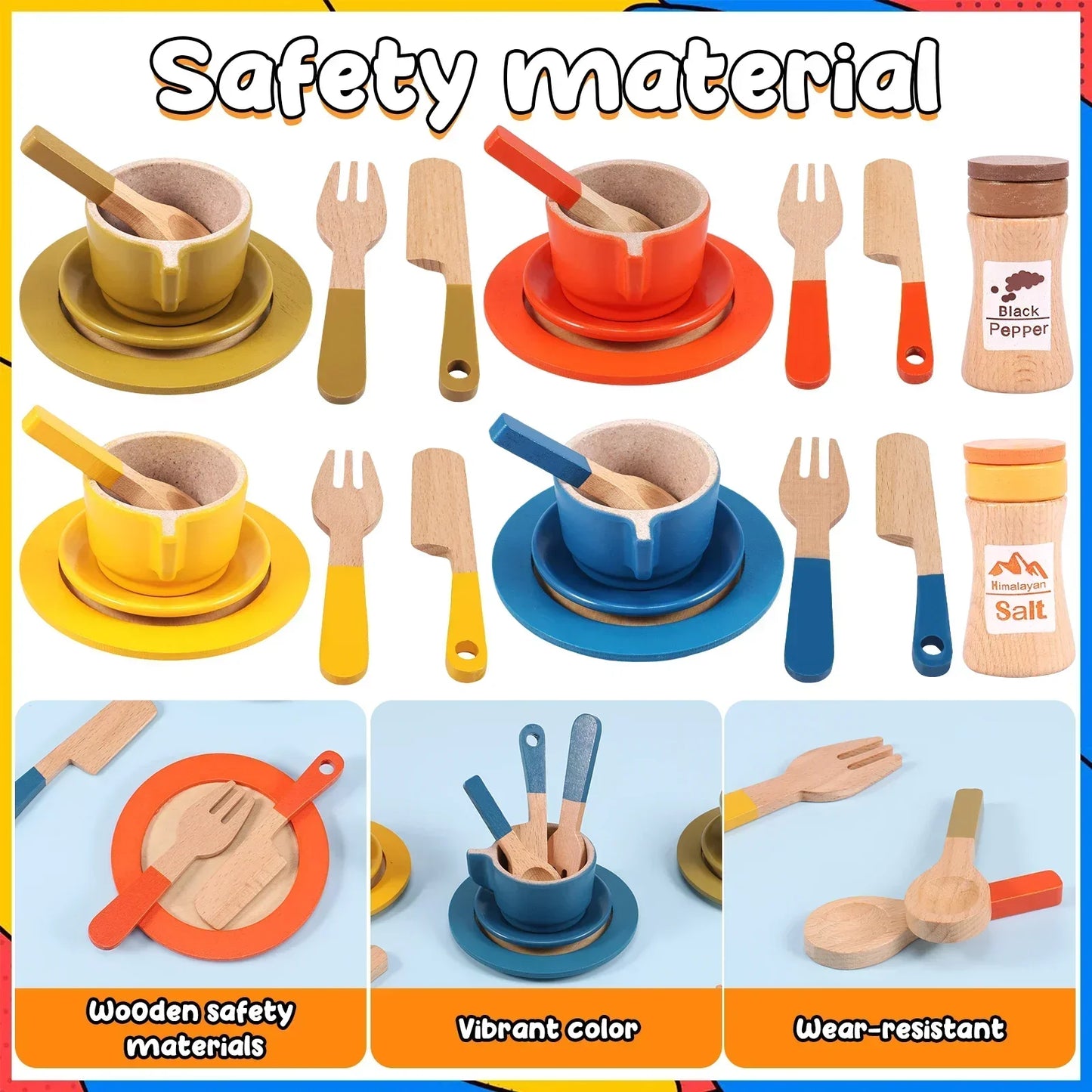 Woods™ - Creative & Educational - Wooden Kitchen Play Set for Kids