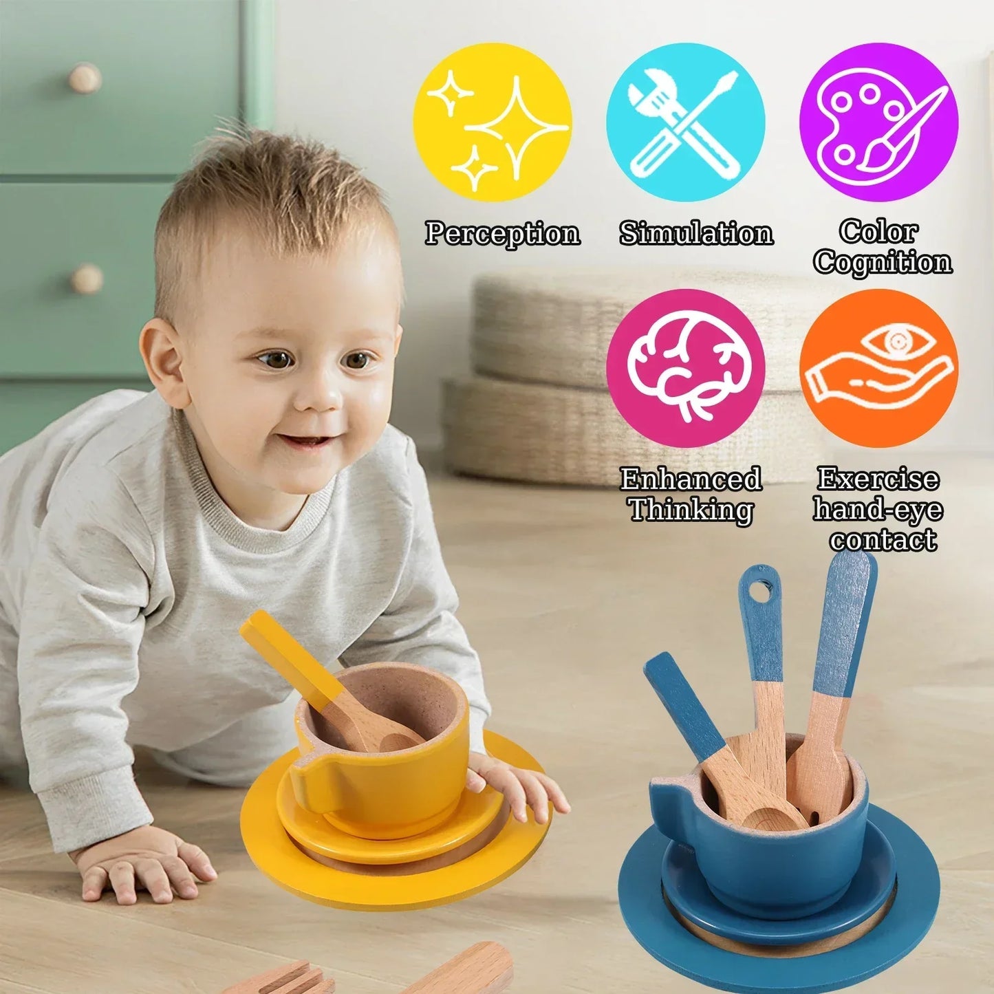 Woods™ - Creative & Educational - Wooden Kitchen Play Set for Kids