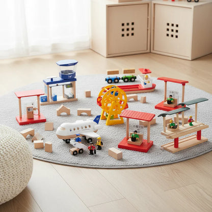 Woods – Stylish & Educational – Wooden Public Transport Playset